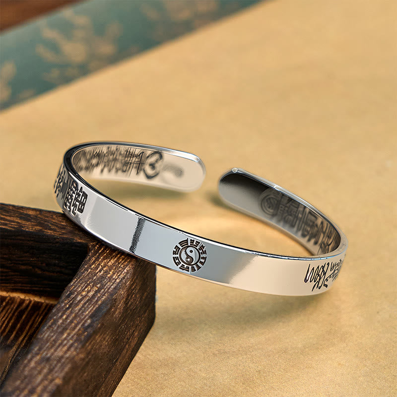 Buddha Stones Bagua Mantra Symbol Kupfer Überzogene Silber Reichtum Armband Armreif - image 4