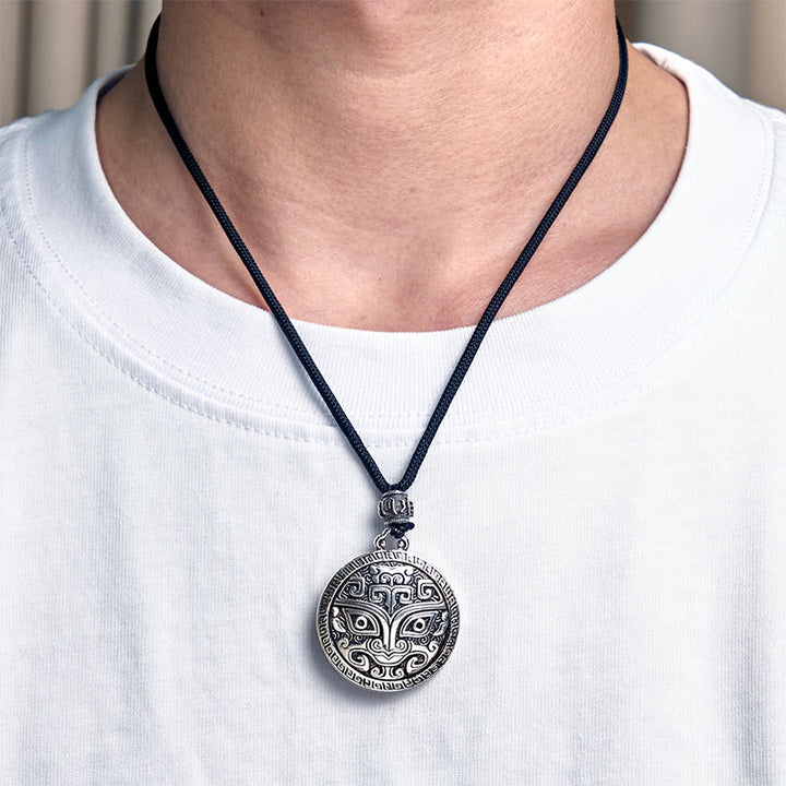 Buddha Stones Taotie Om Mani Padme Hum Kupfer vergoldet Silber Reichtum Halskette Anhänger - image 12