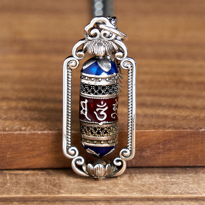 Buddha Stones Vintage Om Mani Padme Hum Gebetsmühle Kupfer Glück Anhänger - image 11