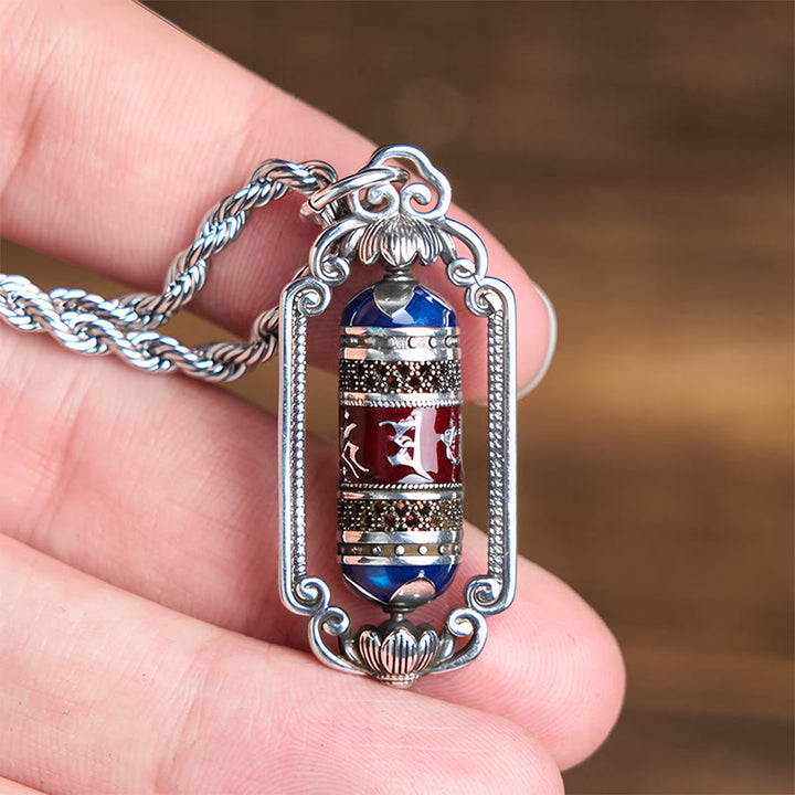 Buddha Stones Vintage Om Mani Padme Hum Gebetsmühle Kupfer Glück Anhänger - image 12