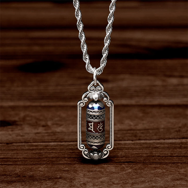 Buddha Stones Vintage Om Mani Padme Hum Gebetsmühle Kupfer Glück Anhänger - image 3