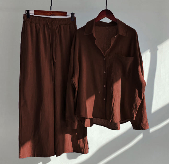Buddha Stones 2-teiliges Langarm-Shirt-Oberteil mit Taschen und Kordelzughose, Meditationskleidung aus Baumwolle und Leinen für Damen - Feuerfestziegel - US18, UK/AU22, EU50 (5XL) - image 36