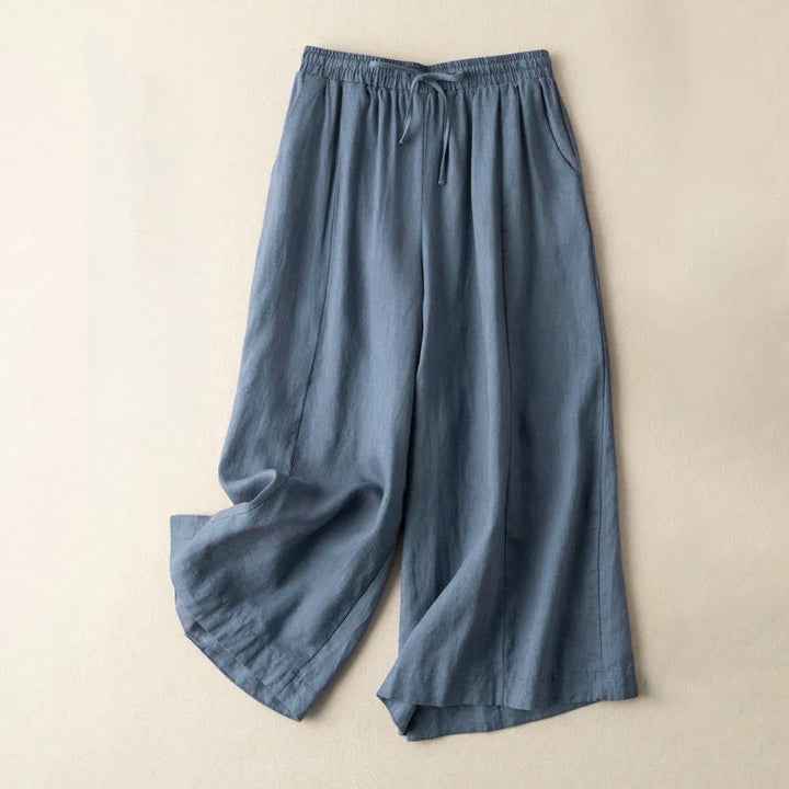 Buddha Stones Caprihose, einfarbig, Länge 7–8, Baumwolle, Leinen, Damenhose mit weitem Bein und Taschen - SteelBlue - US12, UK/AU16, EU44 (3XL) - image 27