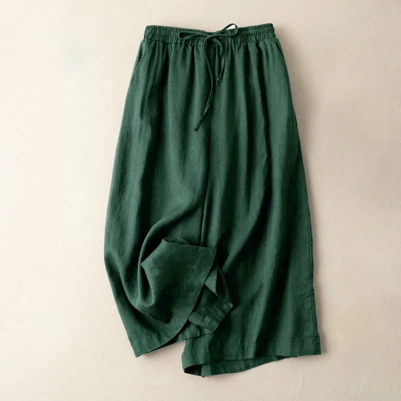 Buddha Stones Caprihose, einfarbig, Länge 7–8, Baumwolle, Leinen, Damenhose mit weitem Bein und Taschen - DunkelSchiefergrau - US12， UK/AU16，EU44 (3XL) - image 20