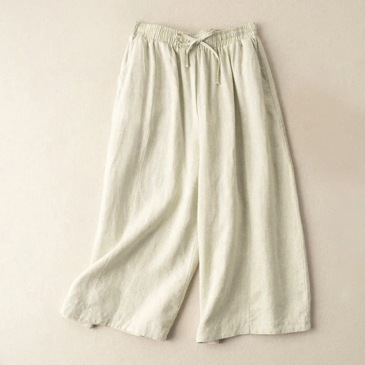 Buddha Stones Caprihose, einfarbig, Länge 7–8, Baumwolle, Leinen, Damenhose mit weitem Bein und Taschen - Beige - US12， UK/AU16，EU44 (3XL) - image 23