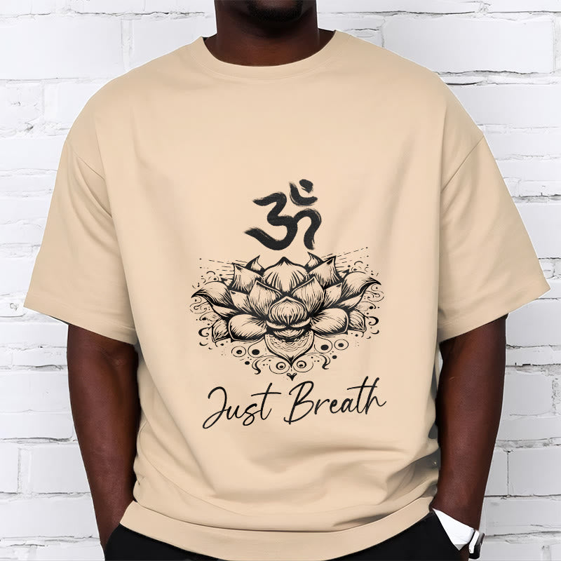 Buddha Stones Casual Om Symbol Lotusblumenmuster Baumwoll-T-Shirt - image 11