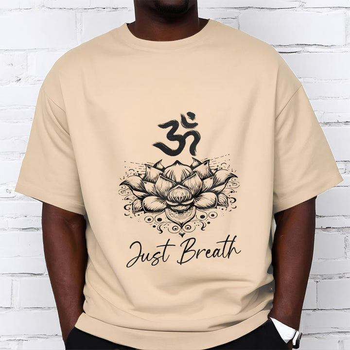 Buddha Stones Casual Om Symbol Lotusblumenmuster Baumwoll-T-Shirt - image 11