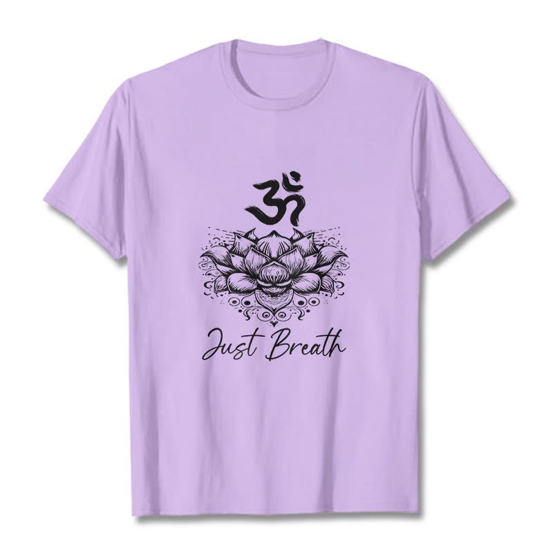 Buddha Stones Casual Om Symbol Lotusblumenmuster Baumwoll-T-Shirt - Pflaume - 2XL - image 16
