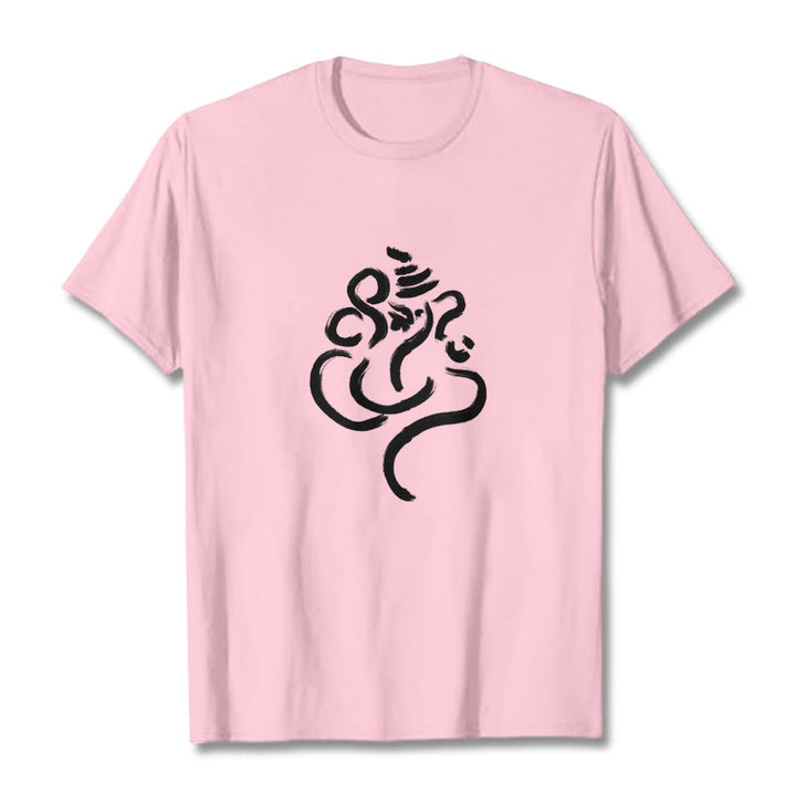 Lässiges Baumwoll-T-Shirt mit Buddha Stones und Ganesha-Muster - Hellrosa - 2XL - image 12