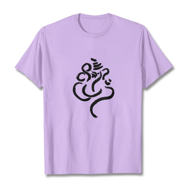 Lässiges Baumwoll-T-Shirt mit Buddha Stones und Ganesha-Muster - Pflaume - 2XL - image 17