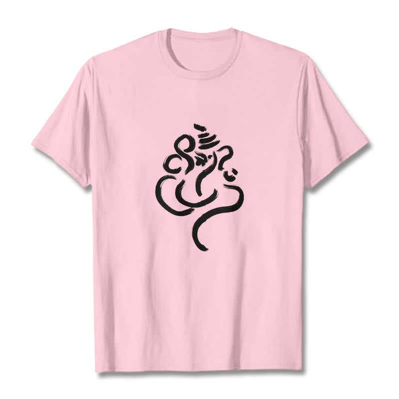 Lässiges Baumwoll-T-Shirt mit Buddha Stones und Ganesha-Muster - Hellrosa - 2XL - image 13