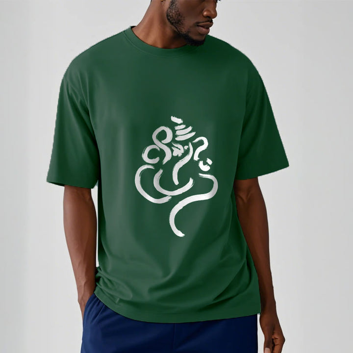 Lässiges Baumwoll-T-Shirt mit Buddha Stones und Ganesha-Muster - image 11