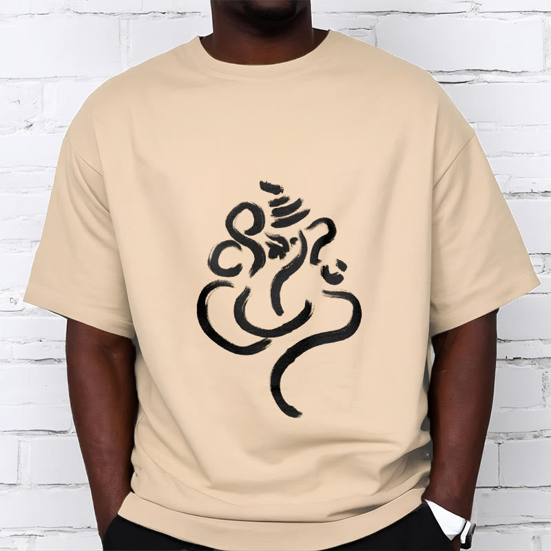 Lässiges Baumwoll-T-Shirt mit Buddha Stones und Ganesha-Muster - image 9