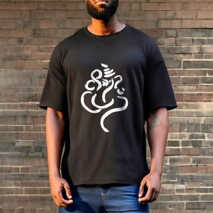 Lässiges Baumwoll-T-Shirt mit Buddha Stones und Ganesha-Muster - image 2