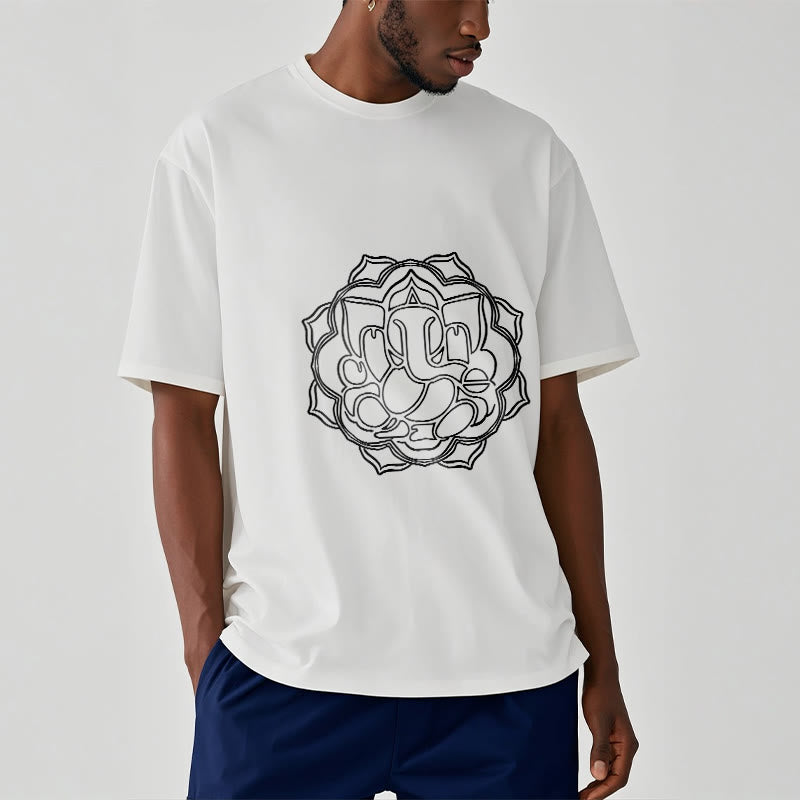 Buddha Stones Lässiges Mandala-Design Ganesha-Muster Baumwoll-T-Shirt - image 9