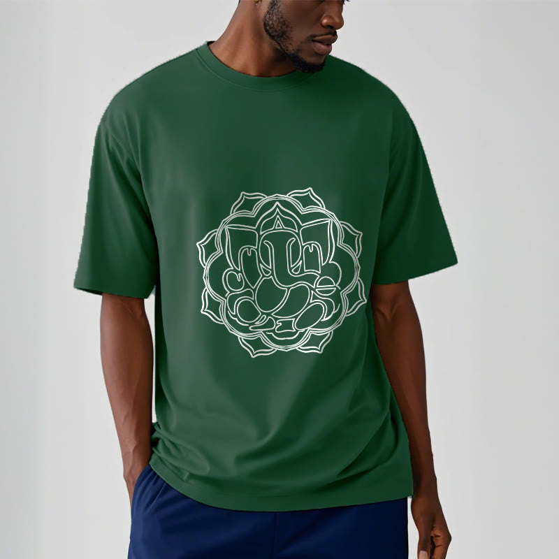 Buddha Stones Lässiges Mandala-Design Ganesha-Muster Baumwoll-T-Shirt - image 2