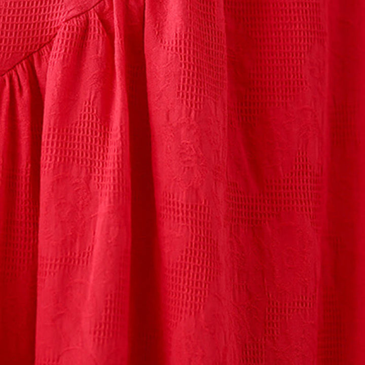 Buddha Stones – Schlichtes, unregelmäßiges, langärmliges Midikleid aus Baumwolle und Leinen mit Jacquard-Blumenmuster und Taschen - image 11