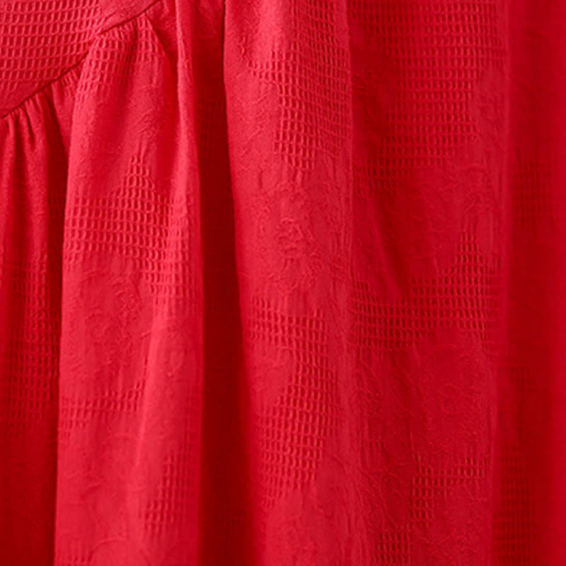 Buddha Stones – Schlichtes, unregelmäßiges, langärmliges Midikleid aus Baumwolle und Leinen mit Jacquard-Blumenmuster und Taschen - image 12