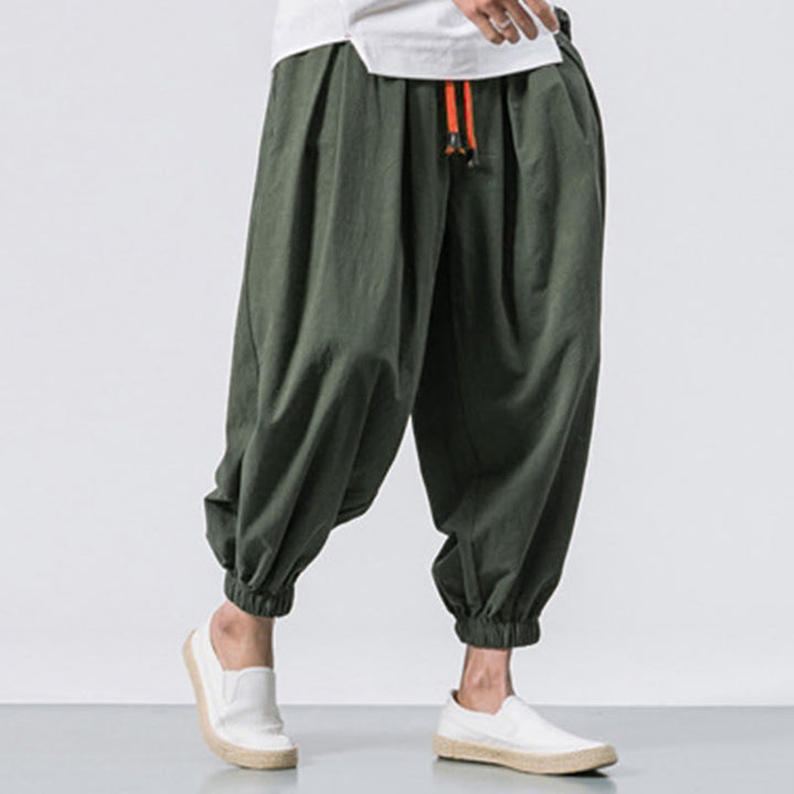 Buddha Stones Casual Sports Herren Einfarbige Baumwollhose mit Kordelzug und Taschen - image 25