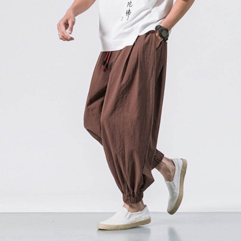 Buddha Stones Casual Sports Herren Einfarbige Baumwollhose mit Kordelzug und Taschen - image 35
