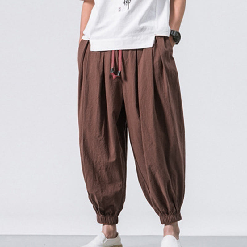 Buddha Stones Casual Sports Herren Einfarbige Baumwollhose mit Kordelzug und Taschen - image 30