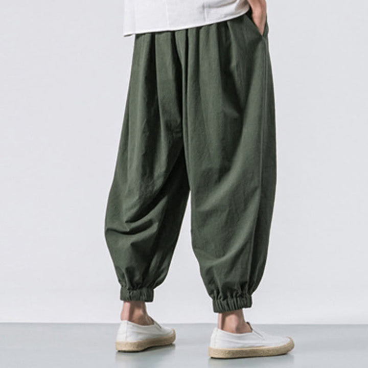 Buddha Stones Casual Sports Herren Einfarbige Baumwollhose mit Kordelzug und Taschen - image 22