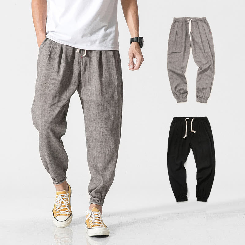Buddha Stones Schlichte Herrenhose mit Kordelzug und Taschen - Grau - US/ UK/AU46，EU56 (5XL) - image 1