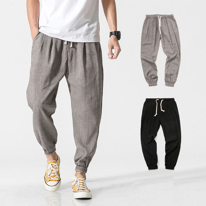 Buddha Stones Schlichte Herrenhose mit Kordelzug und Taschen - Grau - US/ UK/AU46，EU56 (5XL) - image 1