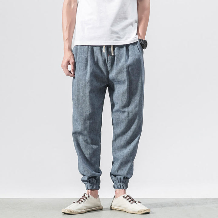 Buddha Stones Schlichte Herrenhose mit Kordelzug und Taschen - Stahlblau - US/ UK/AU46，EU56 (5XL) - image 18
