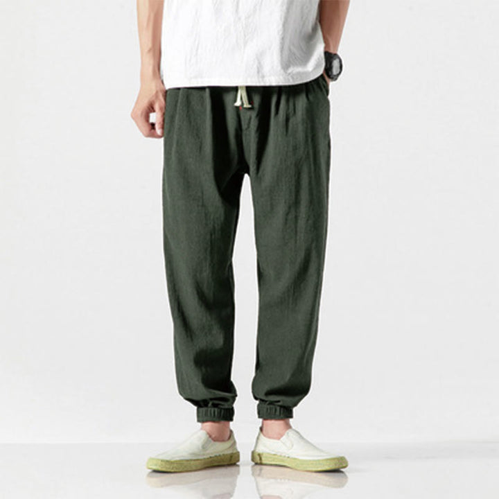 Buddha Stones Schlichte Herrenhose mit Kordelzug und Taschen - Dunkelolivgrün - US/UK/AU46, EU56 (5XL) - image 15