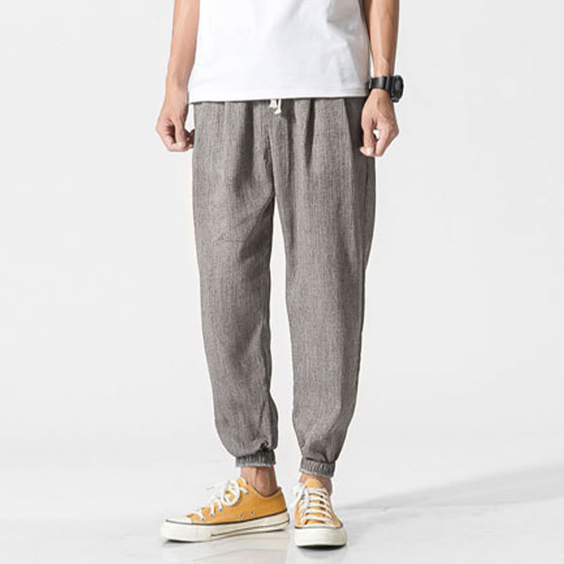 Buddha Stones Schlichte Herrenhose mit Kordelzug und Taschen - image 3
