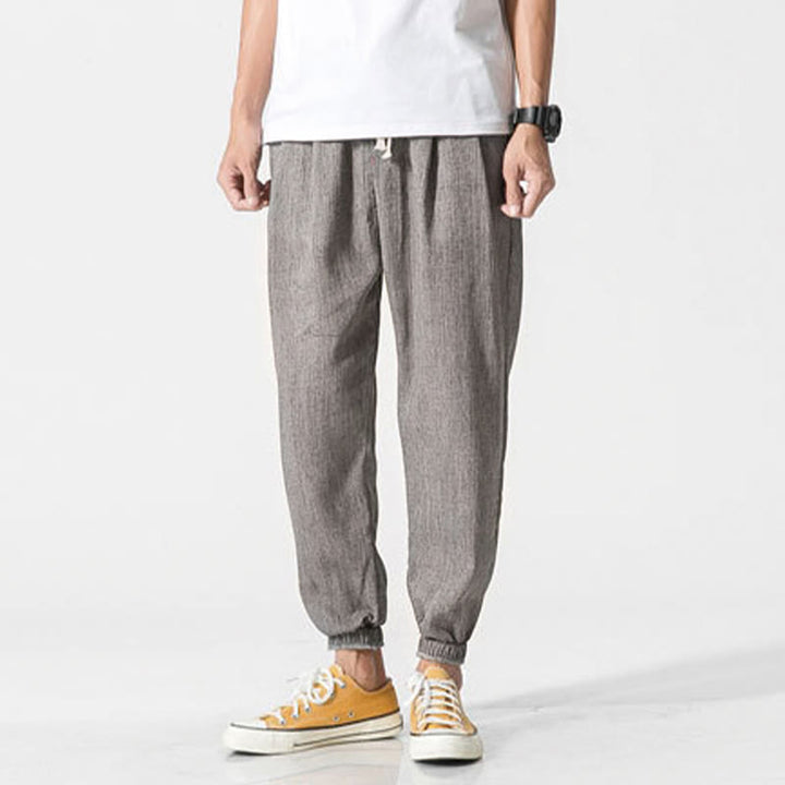 Buddha Stones Schlichte Herrenhose mit Kordelzug und Taschen - image 3