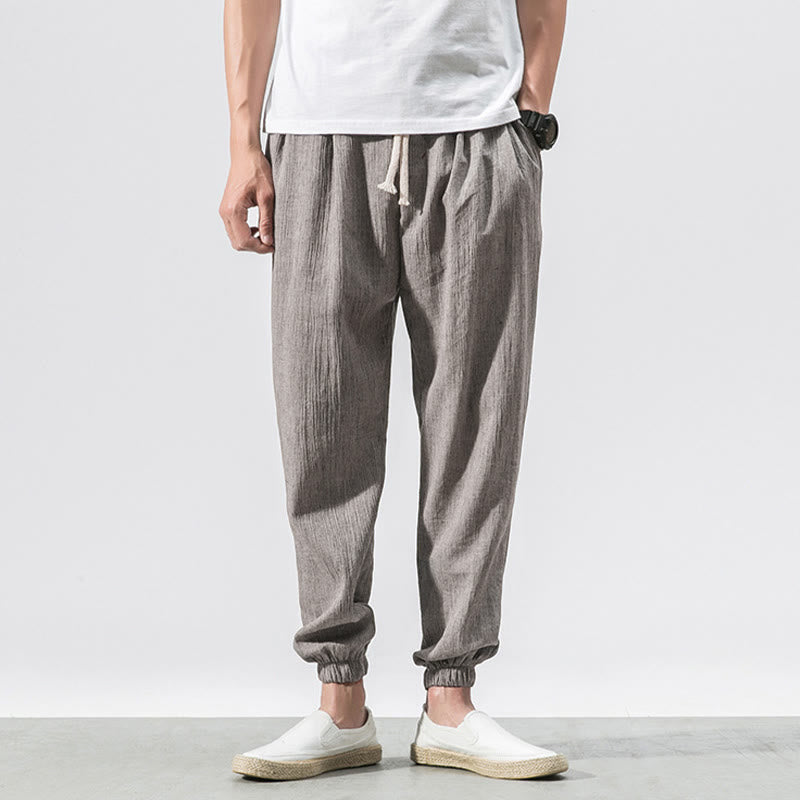 Buddha Stones Schlichte Herrenhose mit Kordelzug und Taschen - image 1