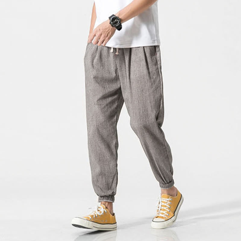 Buddha Stones Schlichte Herrenhose mit Kordelzug und Taschen - image 6