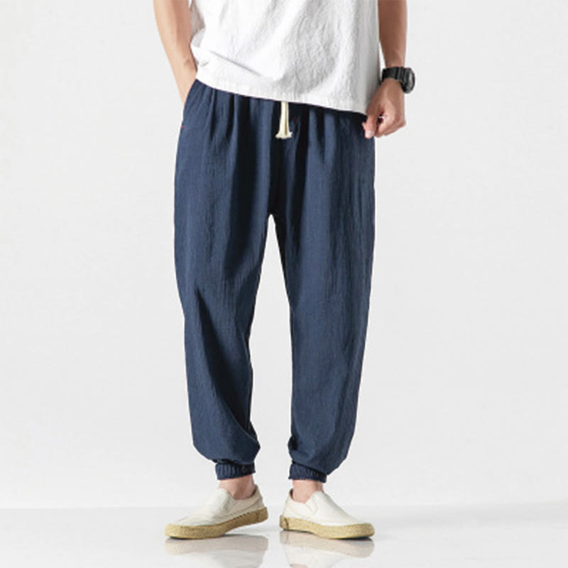 Buddha Stones Schlichte Herrenhose mit Kordelzug und Taschen - Marineblau - US/ UK/AU46，EU56 (5XL) - image 15