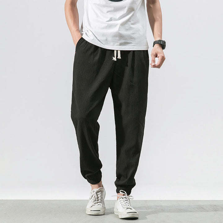 Buddha Stones Schlichte Herrenhose mit Kordelzug und Taschen - Schwarz - US/ UK/AU46，EU56 (5XL) - image 14