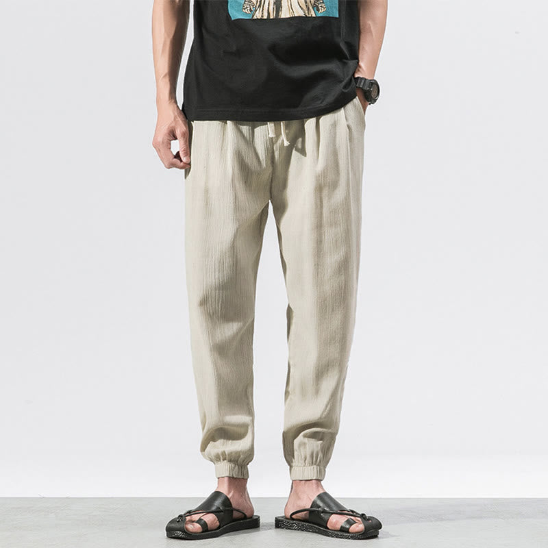 Buddha Stones Schlichte Herrenhose mit Kordelzug und Taschen - Beige - US/UK/AU46, EU56 (5XL) - image 14
