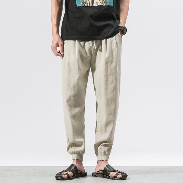Buddha Stones Schlichte Herrenhose mit Kordelzug und Taschen - Beige - US/UK/AU46, EU56 (5XL) - image 14