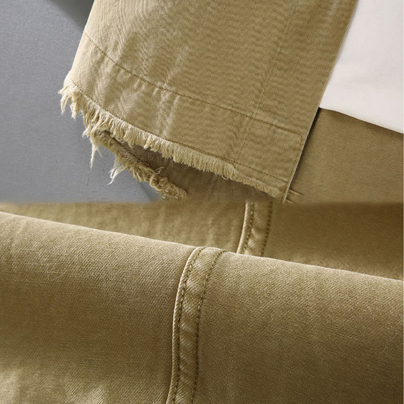 Buddha Stones Herren-Langarmhemd aus Baumwolle mit reinen Farben und Quasten am Saum und Tasche - image 4