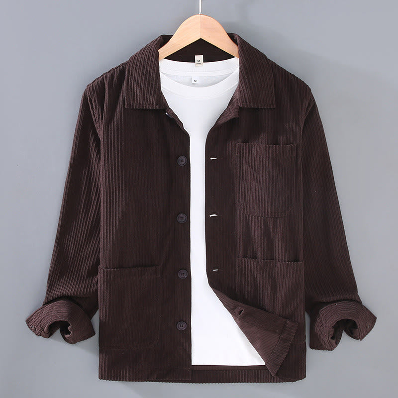 Buddha Stones Fall Revers Design Langarm Knopf Herrenjacke mit Taschen - Sattelbraun - US/ UK/AU42, EU52 (3XL) - image 7