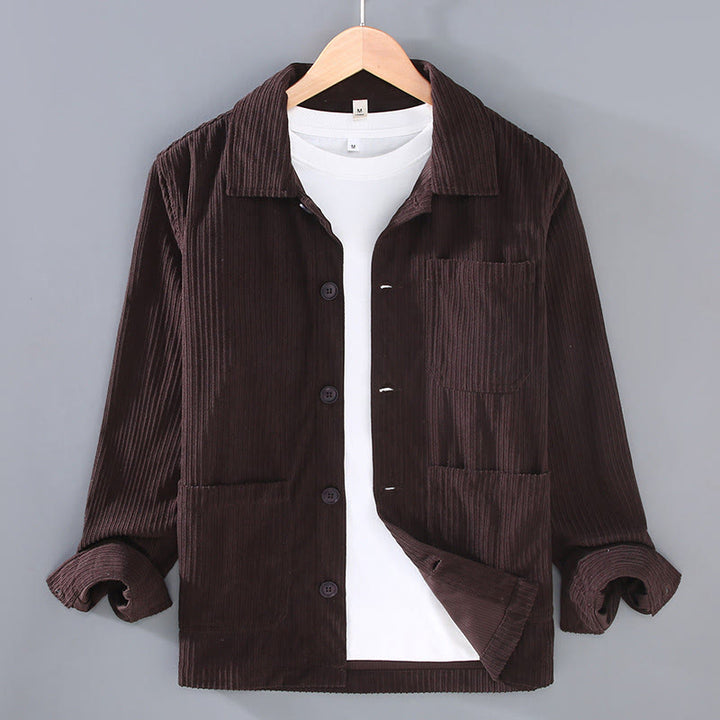 Buddha Stones Fall Revers Design Langarm Knopf Herrenjacke mit Taschen - Sattelbraun - US/ UK/AU42, EU52 (3XL) - image 7
