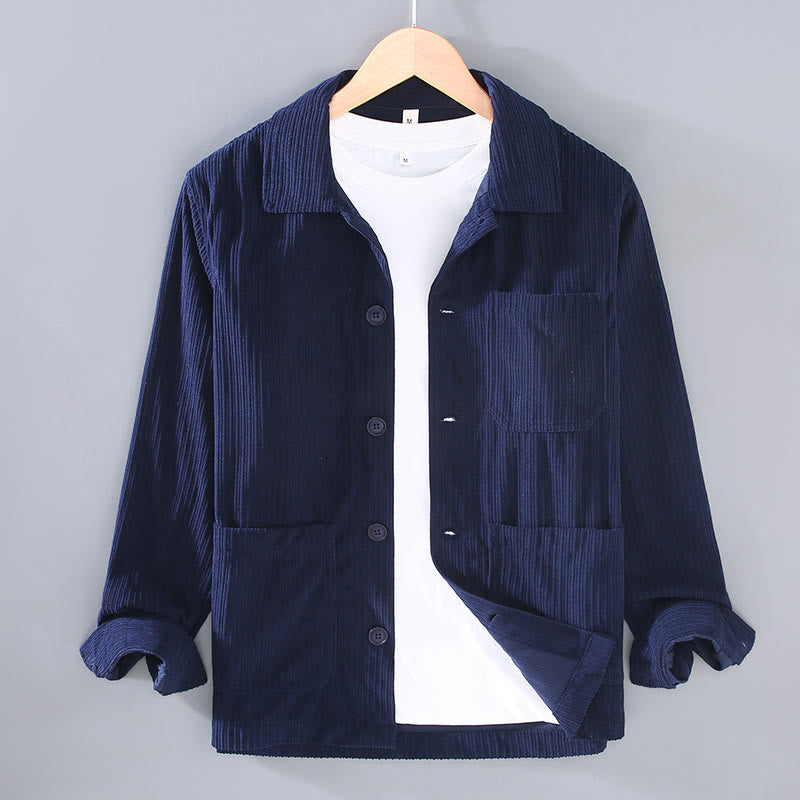 Buddha Stones Fall Revers Design Langarm Knopf Herrenjacke mit Taschen - Mitternachtsblau - US/ UK/AU42, EU52 (3XL) - image 6