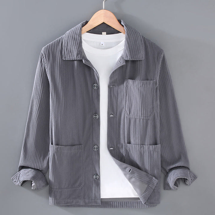 Buddha Stones Fall Revers Design Langarm Knopf Herrenjacke mit Taschen - Hellschiefergrau - US/ UK/AU42, EU52 (3XL) - image 0