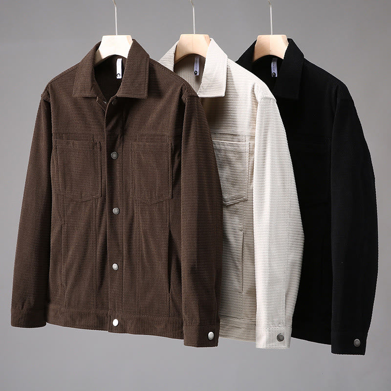 Buddha Stones Commute Revers Design Knöpfe Herren Langarmjacke mit Taschen - image 9