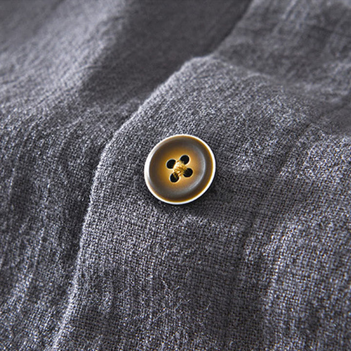 Buddha Stones Commute – Schlichtes, einfaches Knopfdesign – Langärmlige Ramie-Leinenjacke für Herren mit Taschen - image 17