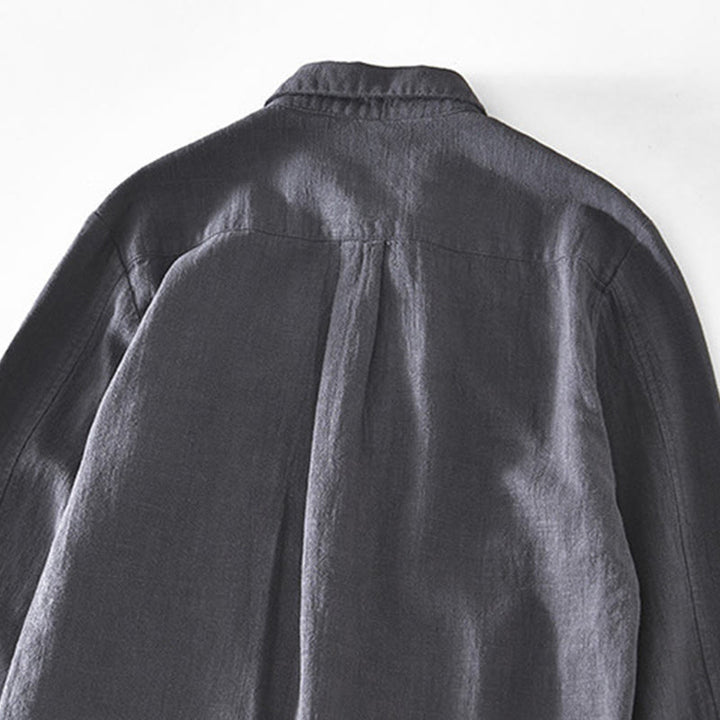 Buddha Stones Commute – Schlichtes, einfaches Knopfdesign – Langärmlige Ramie-Leinenjacke für Herren mit Taschen - image 13