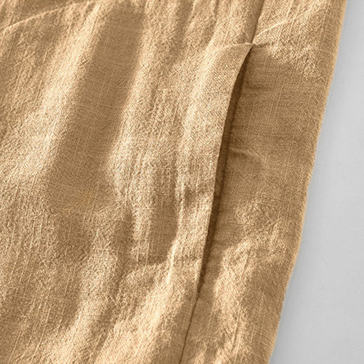 Buddha Stones Commute – Schlichtes, einfaches Knopfdesign – Langärmlige Ramie-Leinenjacke für Herren mit Taschen - image 2