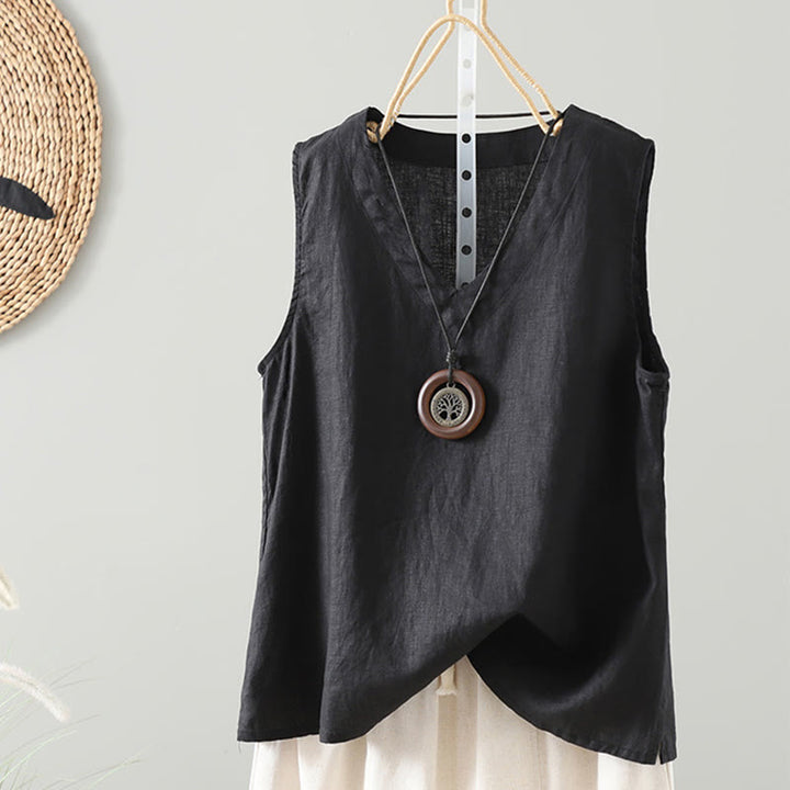 Buddha Stones Vintage Sommer Einfarbig V-Ausschnitt Damen Weste - Schwarz - US8-10， UK/AU12-14，EU40-42 (2XL) - image 11