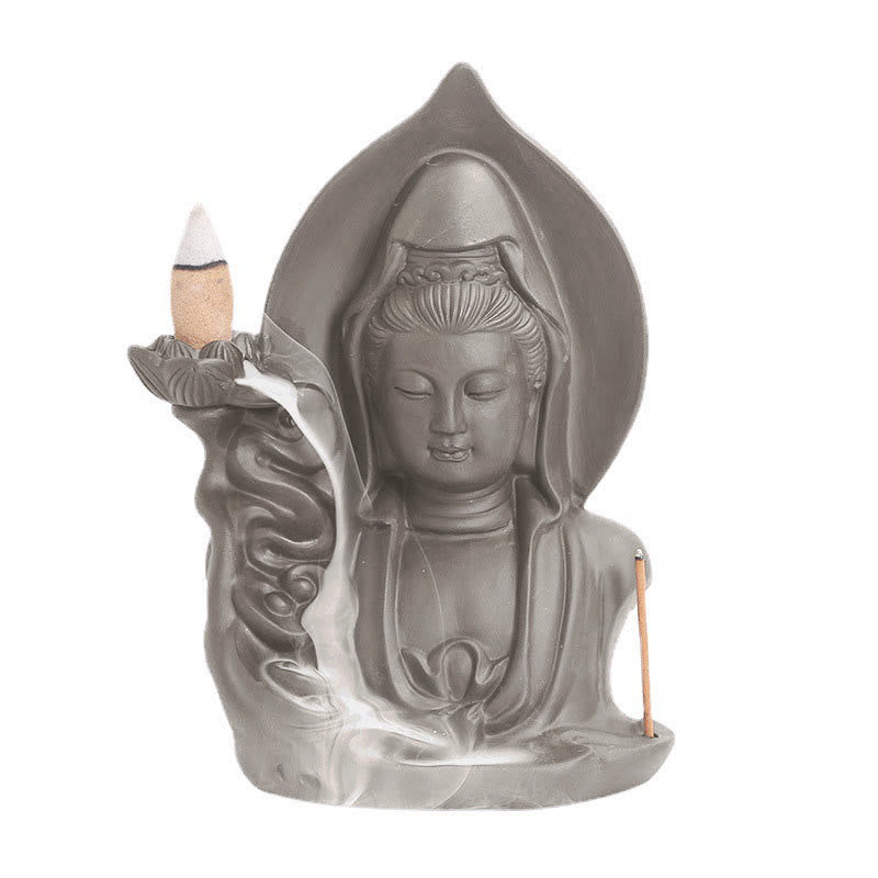 Buddha Stones Tibetischer Avalokiteshvara Buddha Lotus Heilungs-Rückfluss-Räucherbrunnen Räuchergefäß - image 8