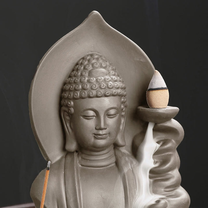 Buddha Stones Tibetischer Avalokiteshvara Buddha Lotus Heilungs-Rückfluss-Räucherbrunnen Räuchergefäß - image 15